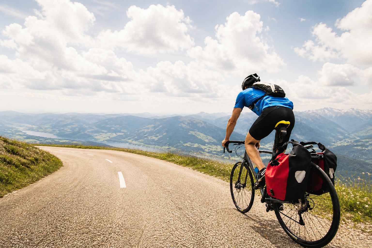 Cycling along a scenic oceanfront road